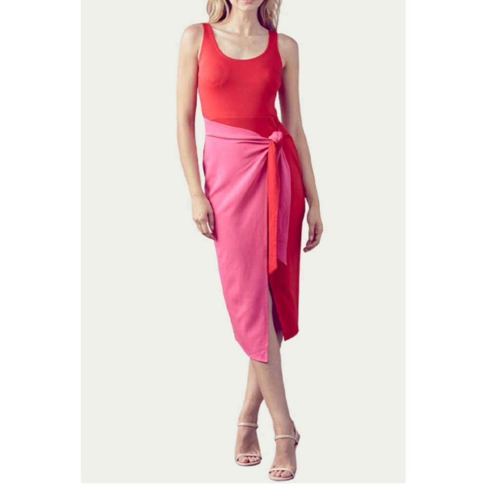 FORE Red and Pink Sleeveless Dress